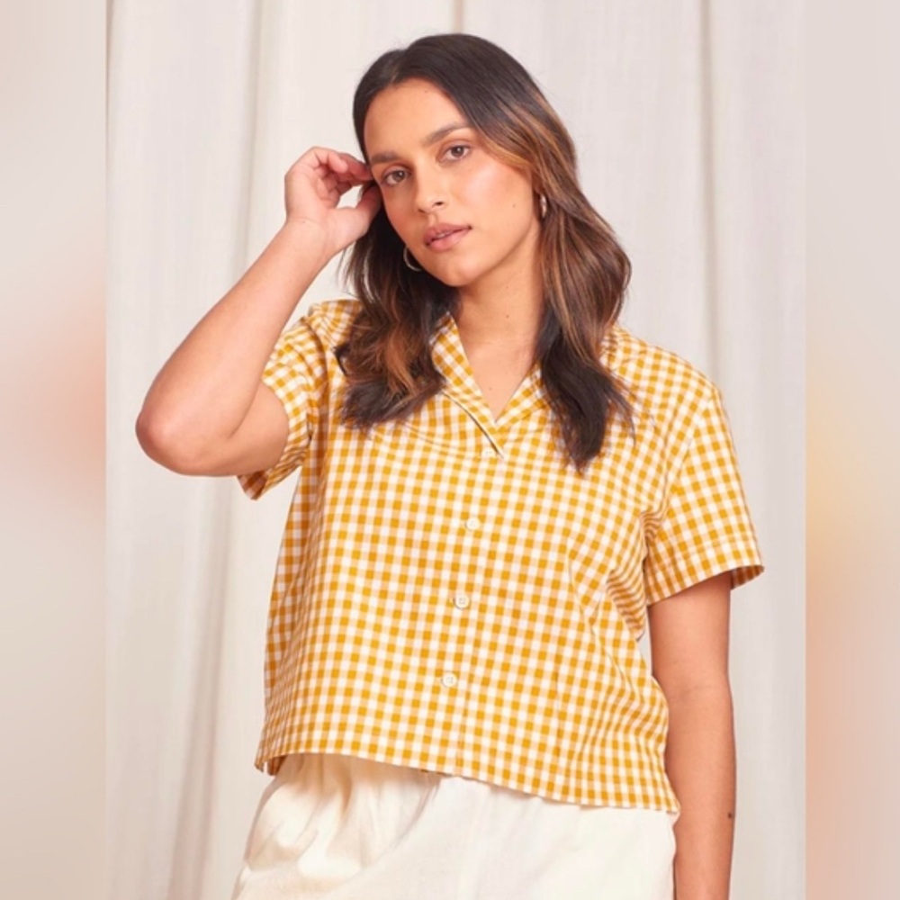 Tradlands Yellow Gingham Boxy Top